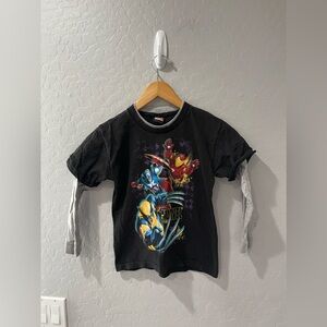 Vintage Y2K Marvel Ironman Wolverine Captain America L/S Shirt Youth Small‎